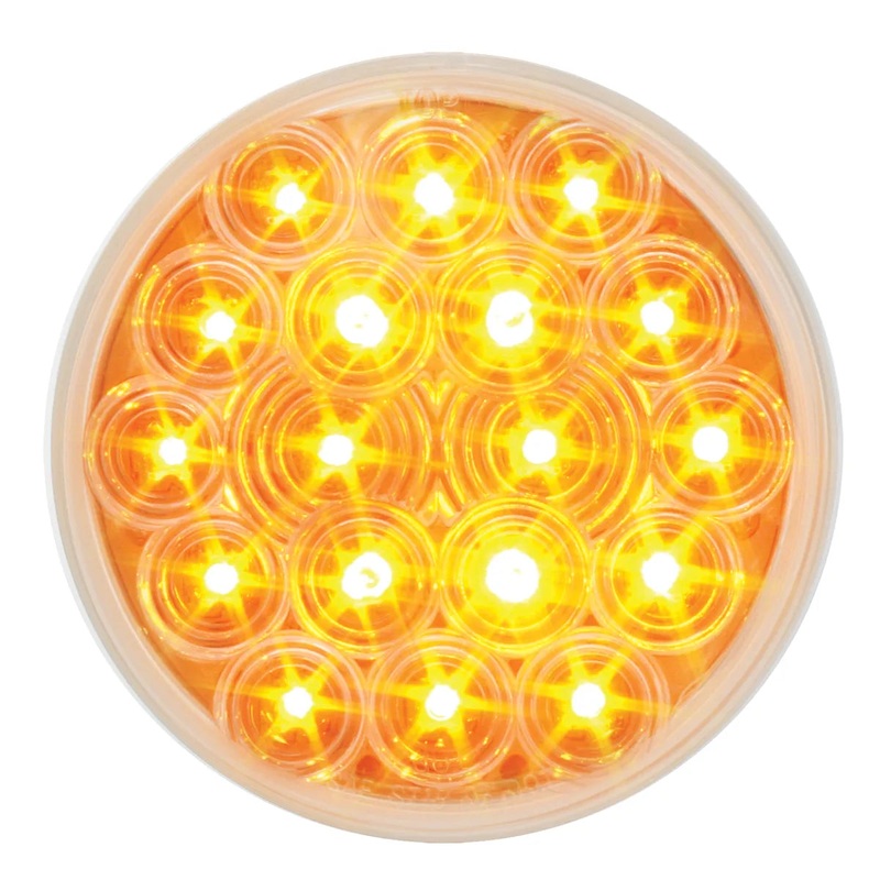 4 FLEET AMBER/CLEAR 18 LED 3PIN ROUND PLUG SEALED LIGHT