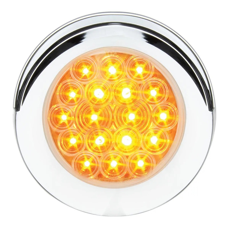 4 FLEET AMBER/CLEAR 18 LED FLANGE MT. W/VISOR BEZEL, 3PRONG
