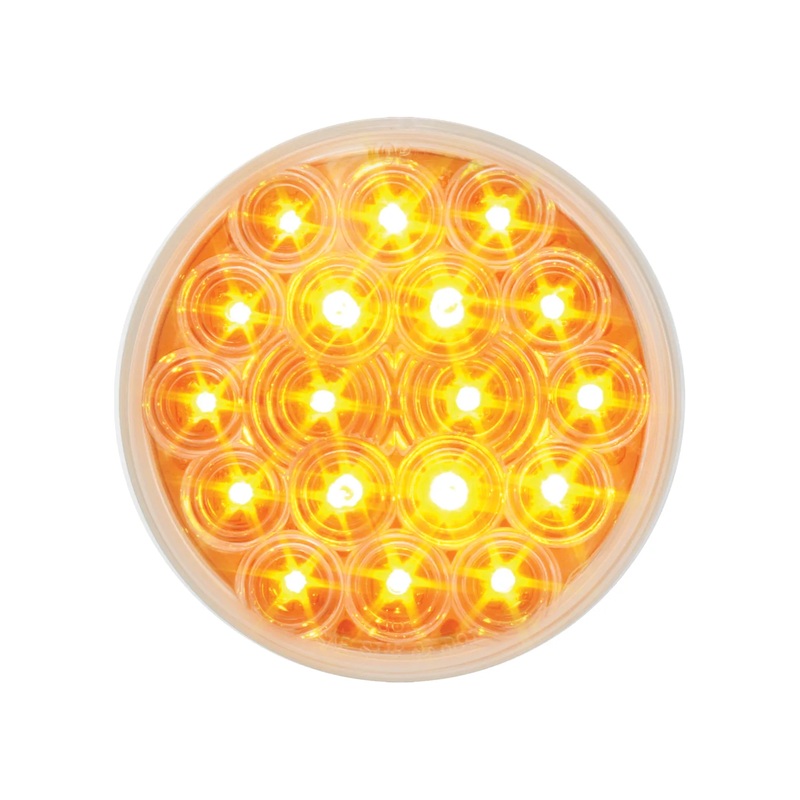 4 FLEET AMBER/CLEAR 18 LED LIGHT W/ GROMMET & PIGTAIL