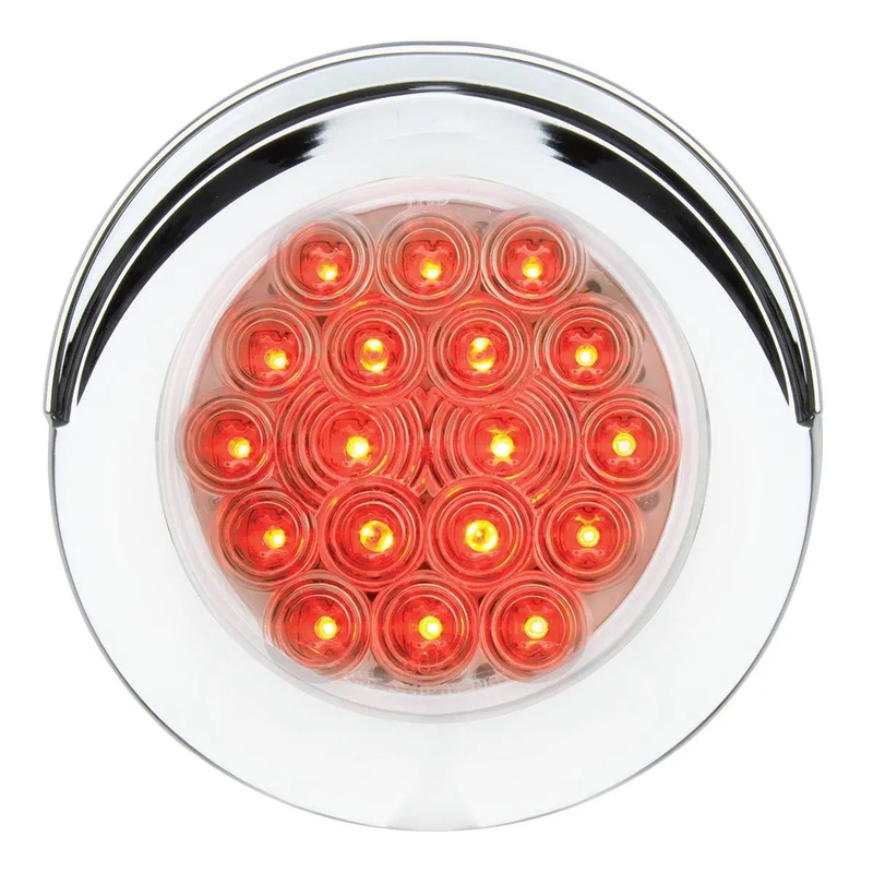 4 FLEET RED/CLEAR 18 LED FLANGE MT. W/VISOR BEZEL, 3PRONG