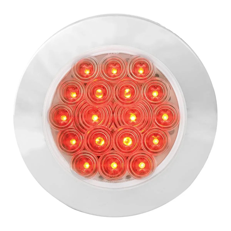 4 FLEET RED/CLEAR 18 LED SURFACE MOUNT W/ BEZEL, 3WIRES