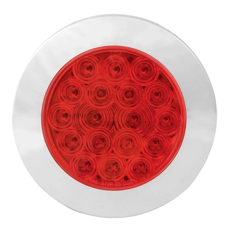 4 FLEET RED/RED 18 LED FLANGE MOUNT W/ CR. BEZEL 3PIN