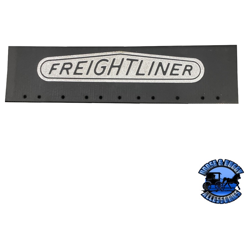 MUD-382406-141 QUARTER FENDER BLACK MUDFLAP W/ CHROME FREIGHTLINER LOGO