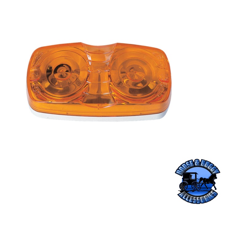 v138A 4×2 Amber Incandescent Marker/ Clearance, PC-Rated, Rectangular, Double Bulls-Eye