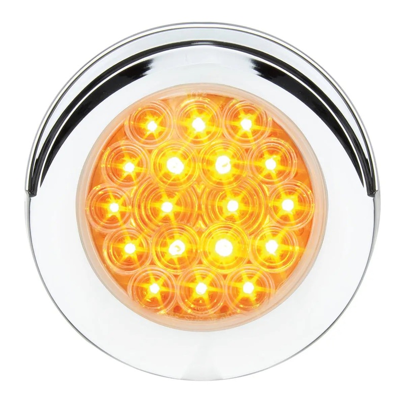 4 FLEET AMBER/CLEAR 18 LED FLANGE MT. W/VISOR BEZEL 3PIN