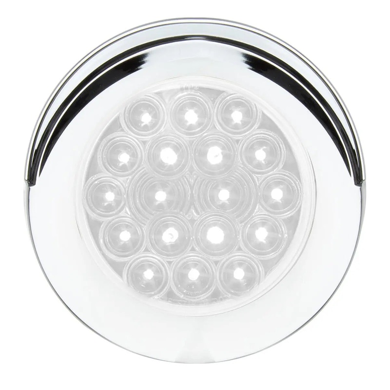 4 FLEET WHITE/CLEAR 18 LED FLANGE MT. W/VISOR BEZEL 3PIN