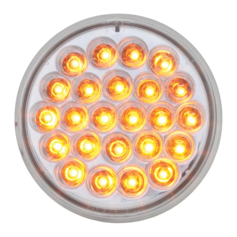 4 PEARL AMBER/CLEAR 24-LED 6-PULSE STROBE LIGHT, 9V-36V