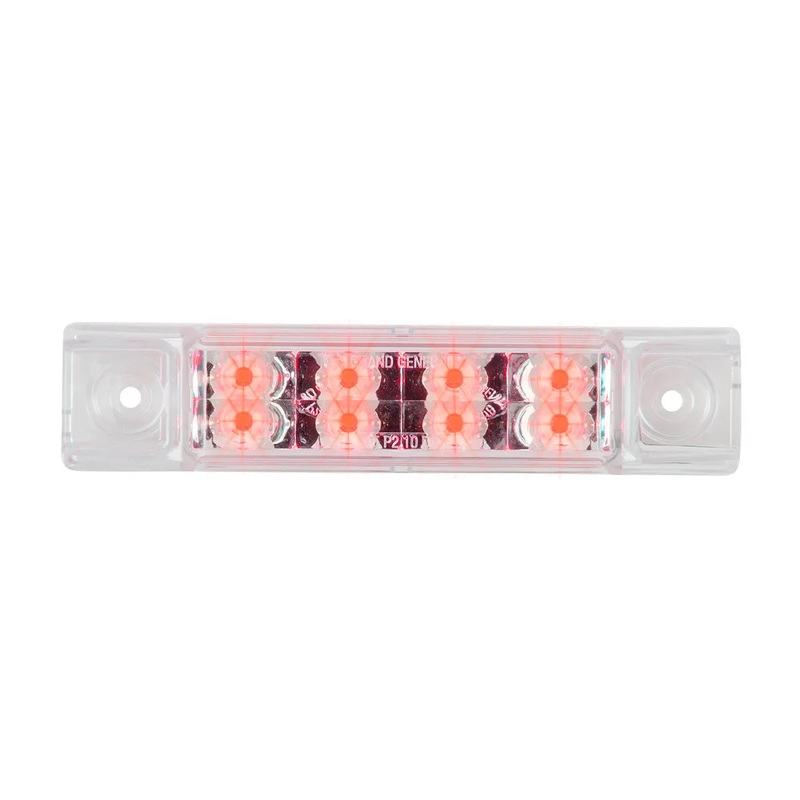 6L RECT. PEARL RED/CLEAR 8 LED LIGHT, HIGH/LOW 3 WIRES