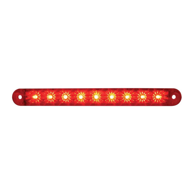 76142 6-1/2 FLUSH MOUNT RED/RED 9 LED LIGHT BAR, 3 WIRES