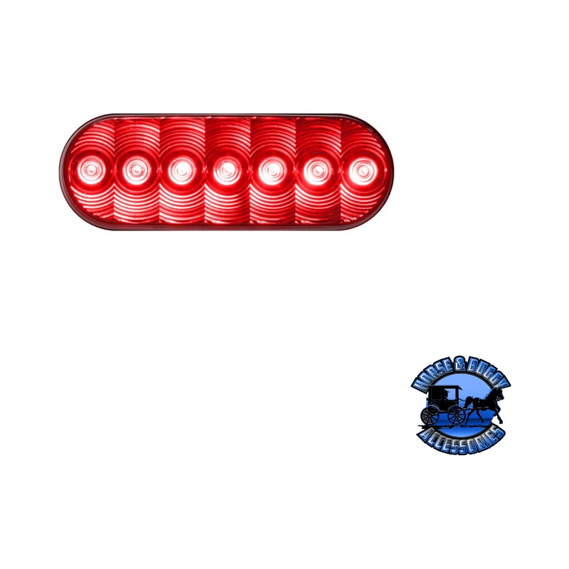 820R-7 6.5×2.25 Red LED Stop/Turn/Tail, Oval, AMP, Grommet-Mount
