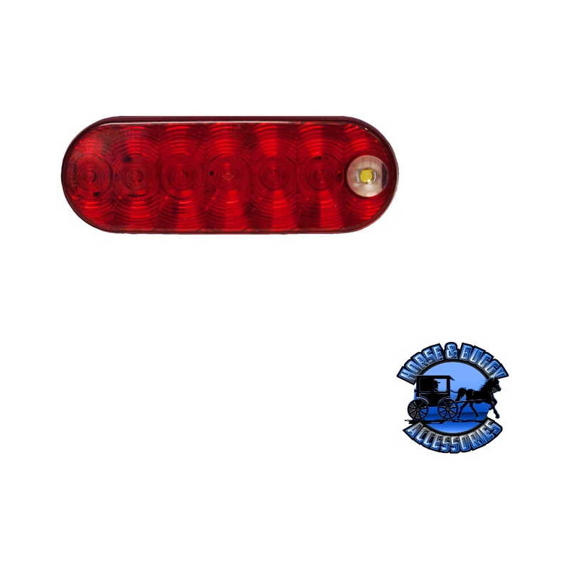 880K-7 6.5×2.25 Red and White LED Stop/Turn/Tail & Back-Up Light Oval, Grommet-Mount Kit