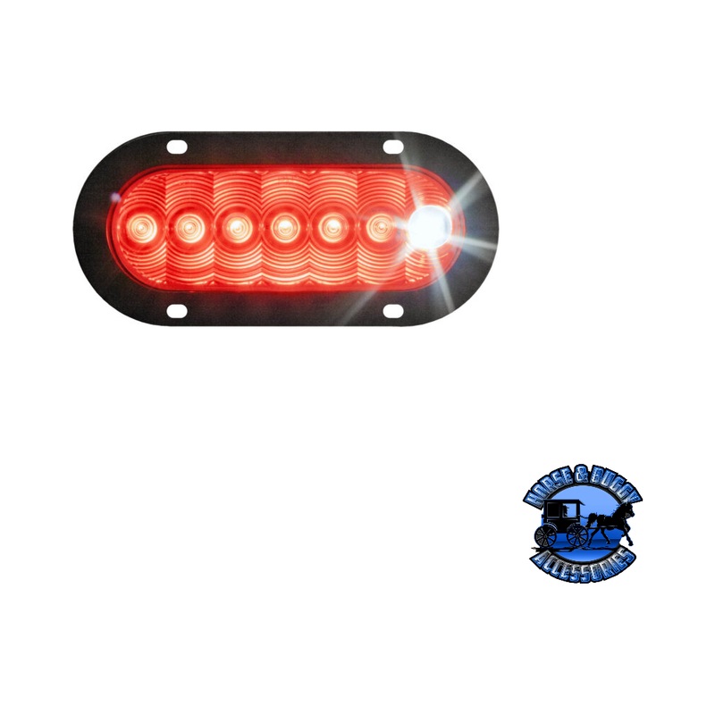 881K-7 6.5×2.25 Red and White LED Stop/Turn/Tail & Back-Up Light Oval, Flange-Mount Kit