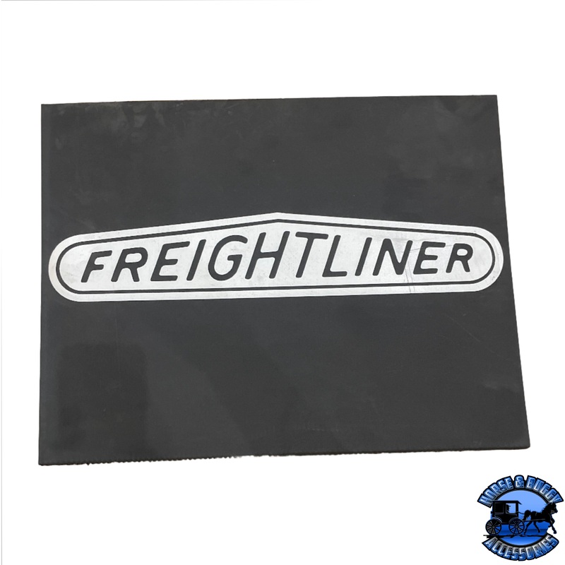 MUD-001814-142 1/4” FREIGHTLINER FRONT FENDER MUDFLAP W/ WHITE LOGO (18” X 14”)