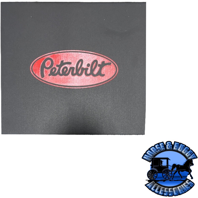 MUD-381614-101 3/8” BLACK RUBBER MUDFLAP W/ PETE RED  LOGO FOR FRONT FENDER (16” X 14”)