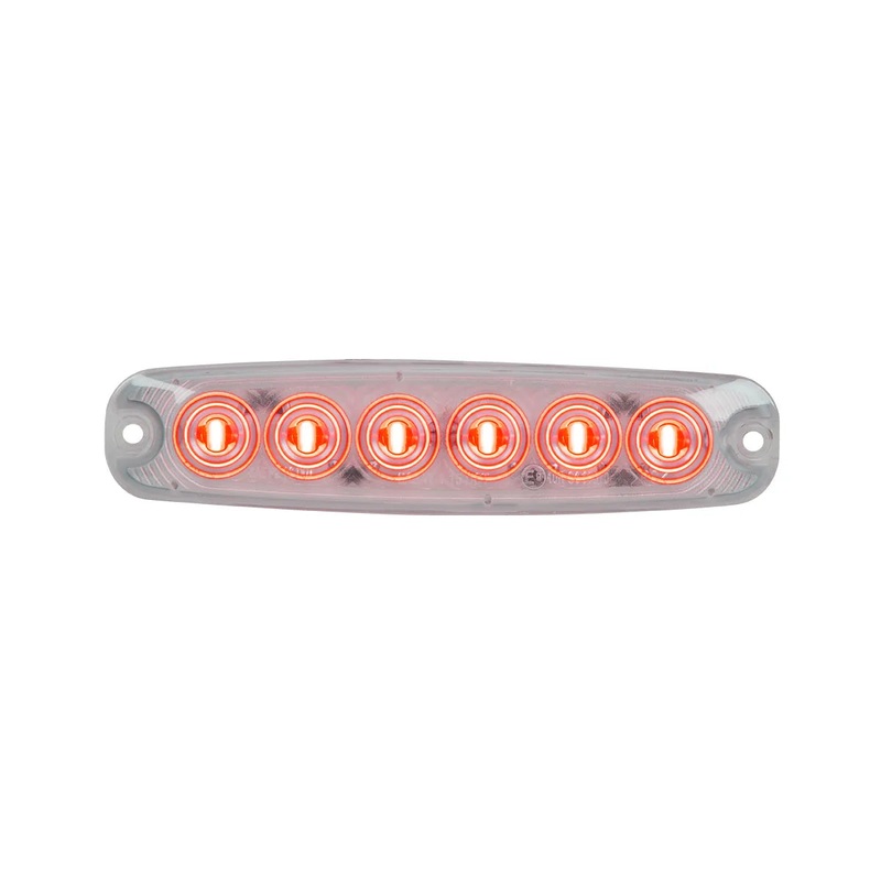 5-1/8 ULTRA THIN RED/CLEAR 6 LED LIGHT, HIGH/LOW, 3 WIRES