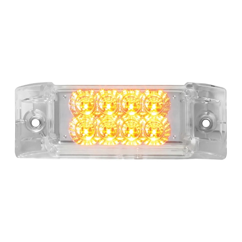 77661 RECT. SPYDER AMBER/CLEAR 8-LED MARKER SEALED LIGHT