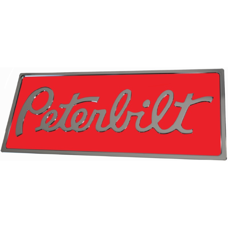 CK-EEMPR-6340 Peterbilt Rectangular Engraved Emblem – Red/Chrome 440