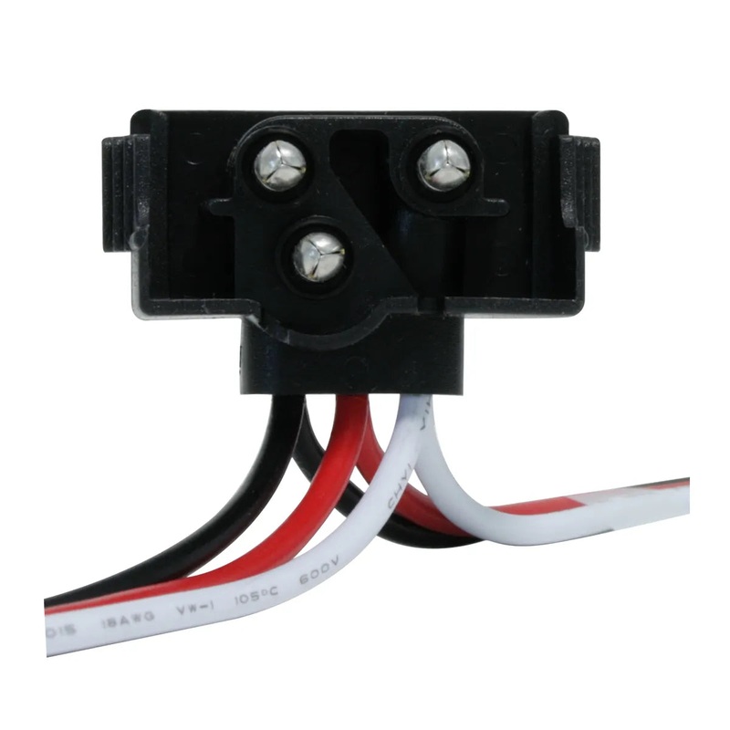 CONTINUOUS 3-PRONG RIGHT ANGLE LIGHT PLUG WIRE HARNESS, 18 LEAD  (SELL BY THE PLUG)