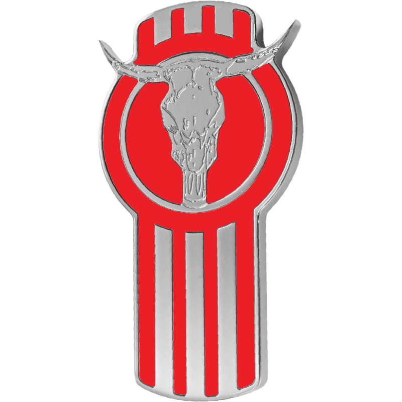 KENWORTH EMBLEM ENGRAVED BULL RED/CHROME 440