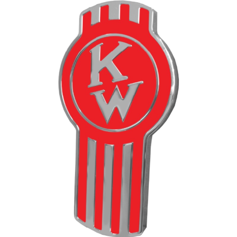 KENWORTH EMBLEM ENGRAVED OLD STYLE RED/CHROME 440