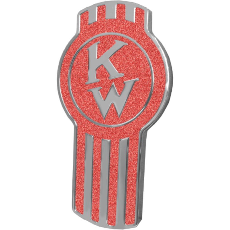 KENWORTH EMBLEM ENGRAVED OLD STYLE RED METALLIC 481