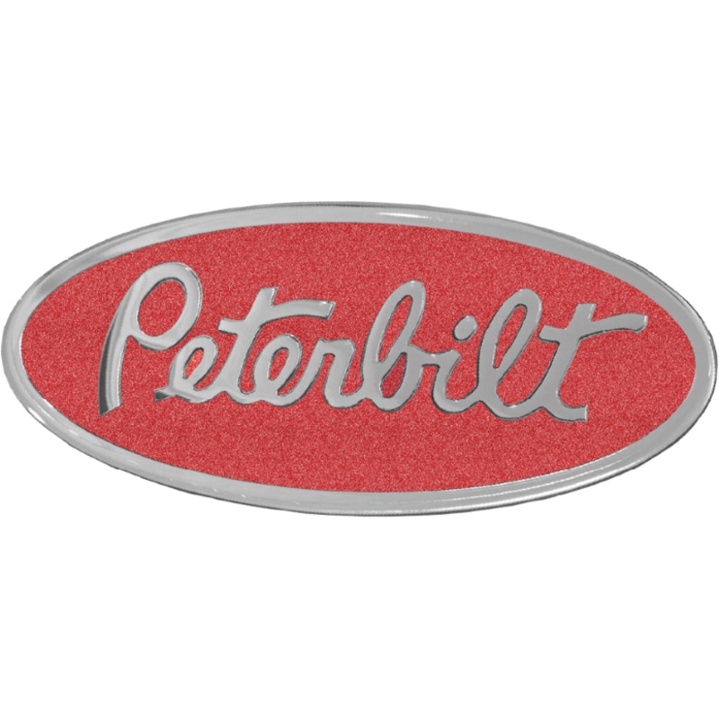 PETERBILT EMBLEM ENGRAVED OVAL METALLIC RED 481