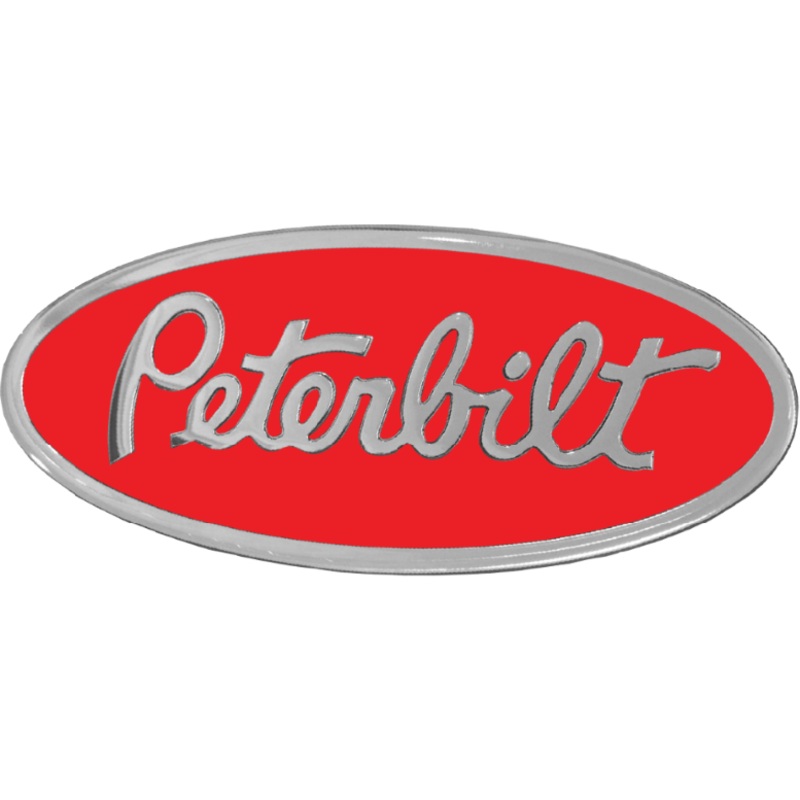 PETERBILT EMBLEM ENGRAVED OVAL RED/CHROME 440
