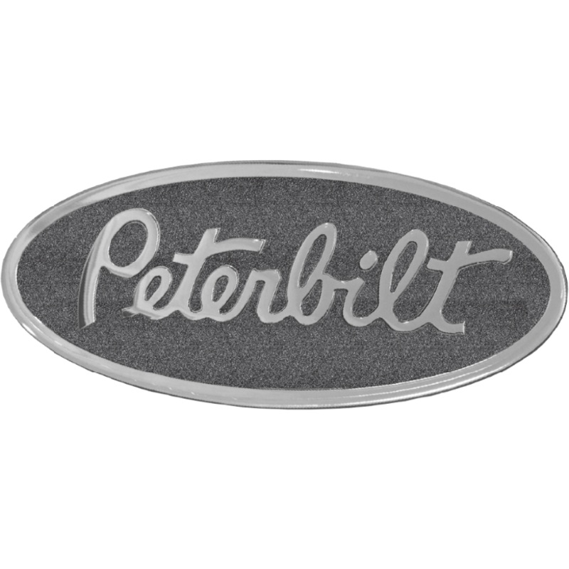 PETERBILT ENGRAVED EMBLEM OVAL BLACK METALLIC 195