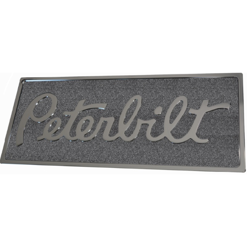 PETERBILT ENGRAVED EMBLEM RECTANGULAR BLACK METALLIC 195