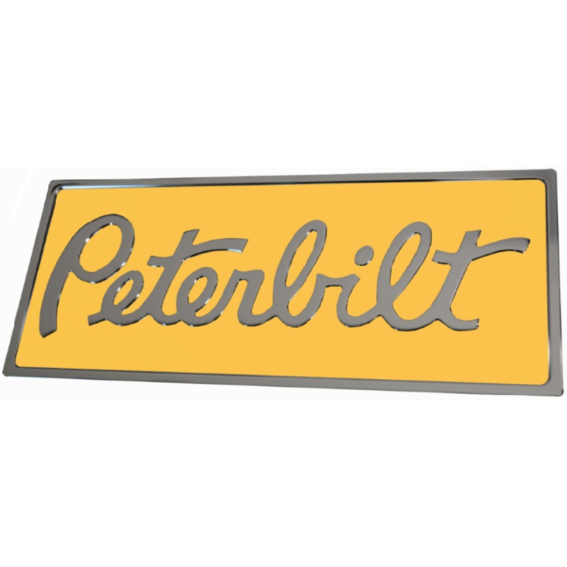 PETERBILT ENGRAVED EMBLEM RECTANGULAR YELLOW 220