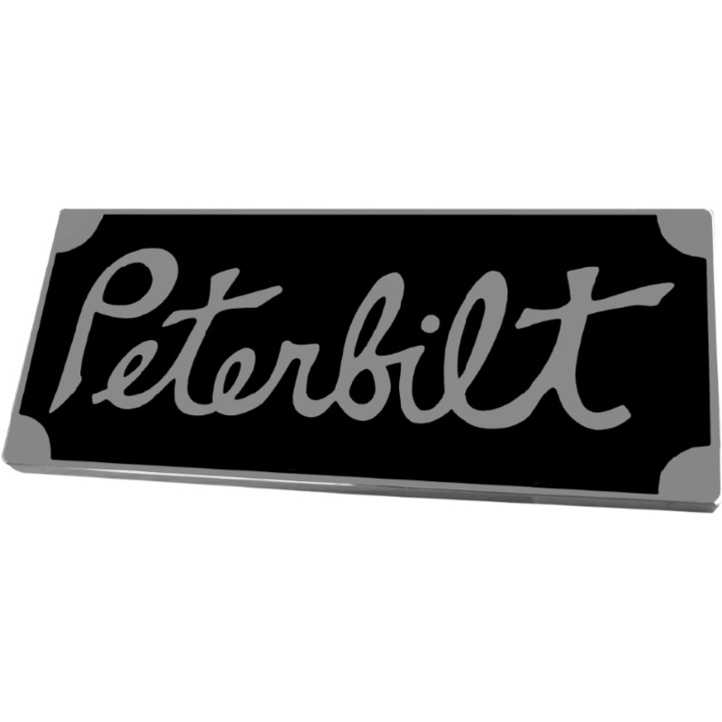 PETERBILT OLD STYLE ENGRAVED EMBLEM RECT. BLACK CHROME (190)