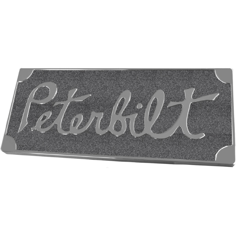PETERBILT OLD STYLE ENGRAVED EMBLEM RECT. METALLIC BLACK 195