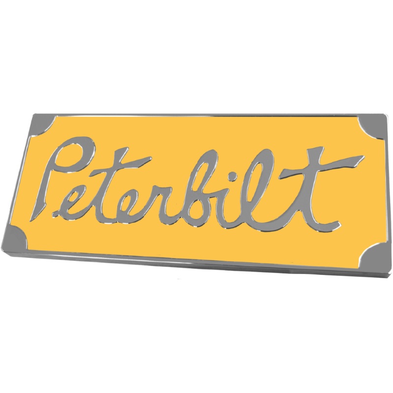 PETERBILT OLD STYLE ENGRAVED EMBLEM RECT. YELLOW 220