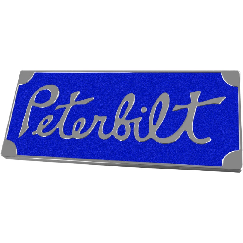 PETERBILT OLD STYLE ENGRAVED EMBLEM RECTANGULAR BLUE 647