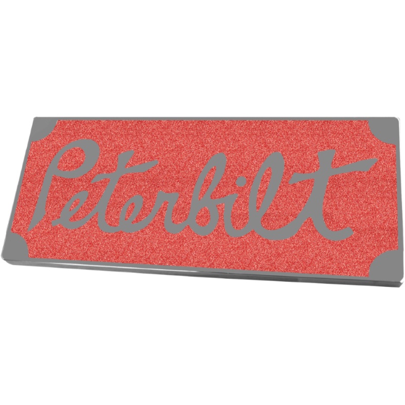 PETERBILT OLD STYLE RECTANGULAR EMBLEM METALLIC RED 481