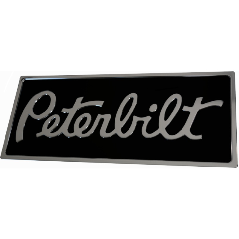PETERBILT RECTANGULAR BLACK CHROME ENGRAVED EMBLEM (190)