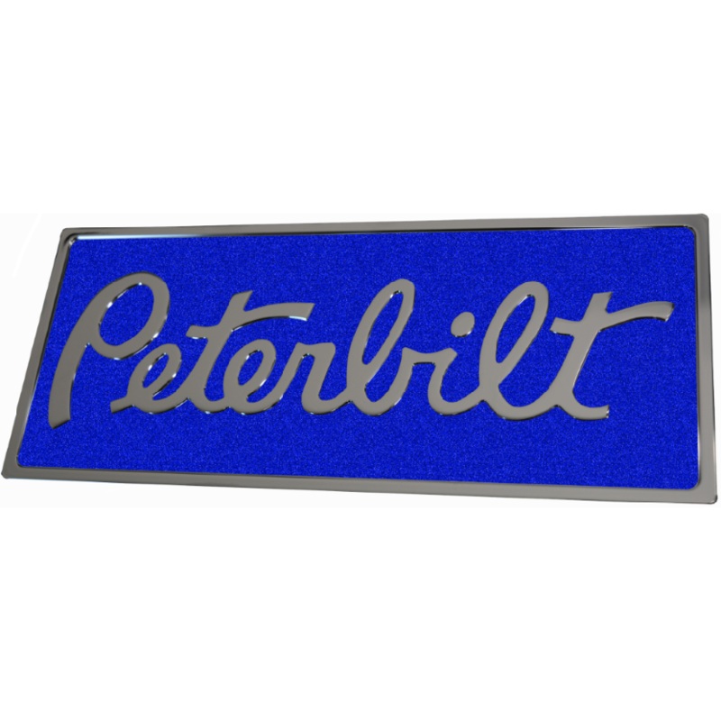 PETERBILT RECTANGULAR ENGRAVED EMBLEM BLUE 647