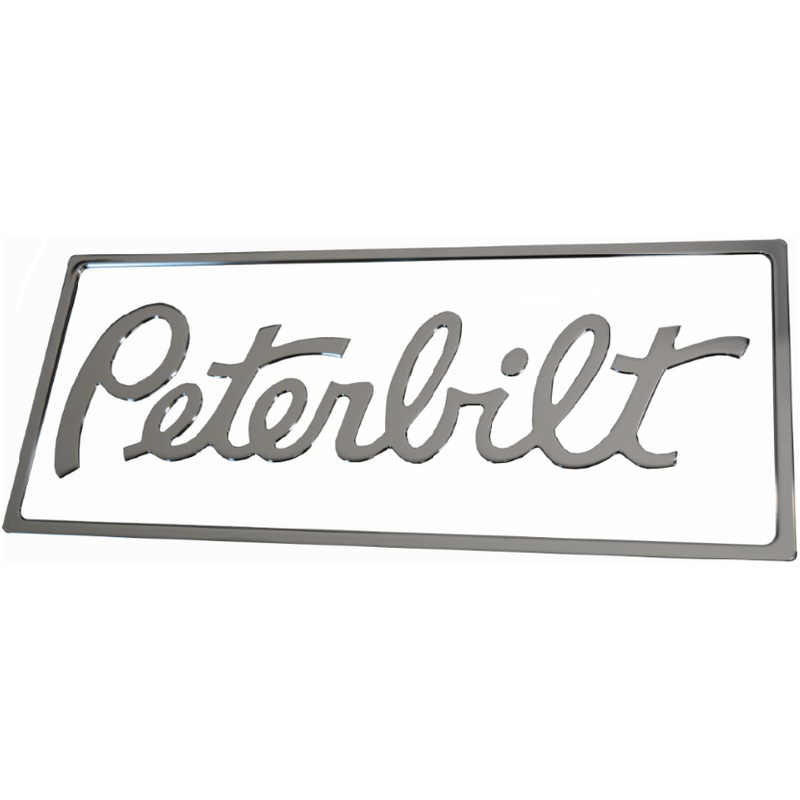 PETERBILT WHITE RECTANGULAR ENGRAVED EMBLEM 108