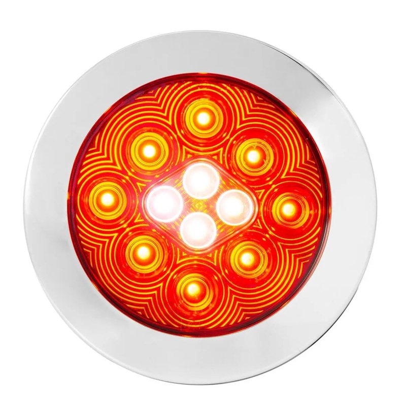 4 FLEET COMBO LED TAIL & BACKUP LIGHT 9 RED & 4 WHITE FLANGE W/CR. BEZEL