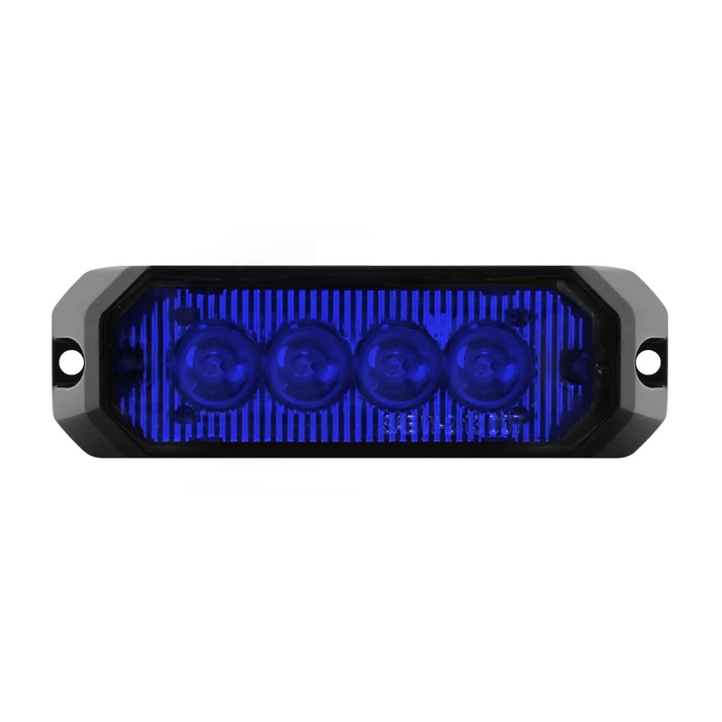 4 MEDIUM RECTANGULAR HIGH POWER LED STROBE LIGHT, BLUE/BLUE