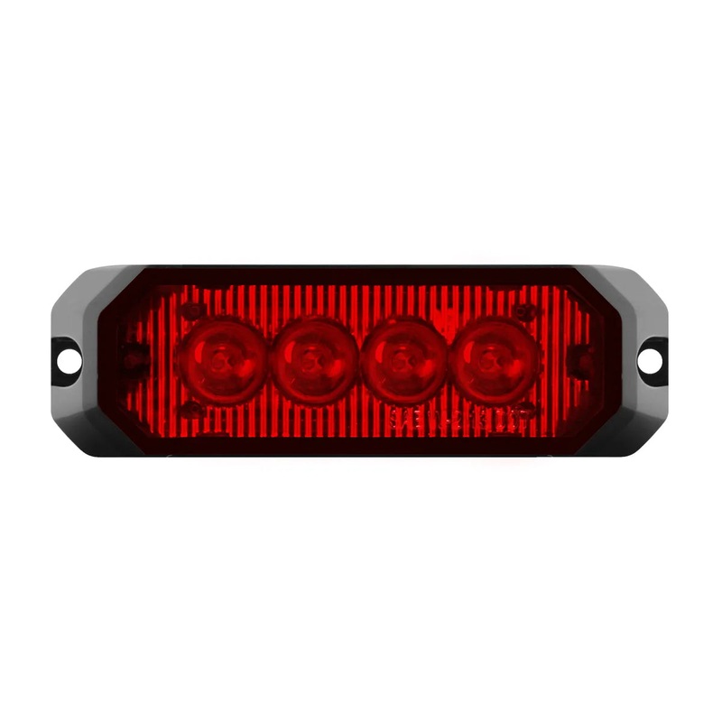 4 MEDIUM RECTANGULAR HIGH POWER LED STROBE LIGHT, RED/RED #81802