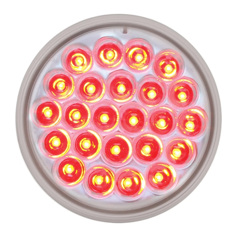 4 PEARL RED LED LIGHT W/#1157 BULB BASE, CLEAR LENS
