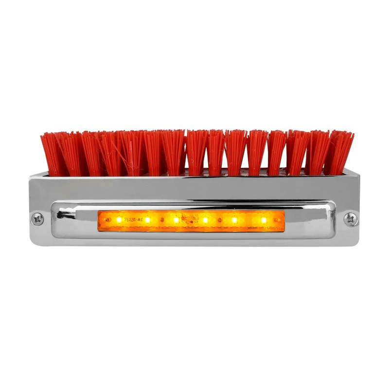 CHROME ALUM. BOOT CADDIE W/ RED BRUSH & AMBER/AMB 6 LED LIGHT