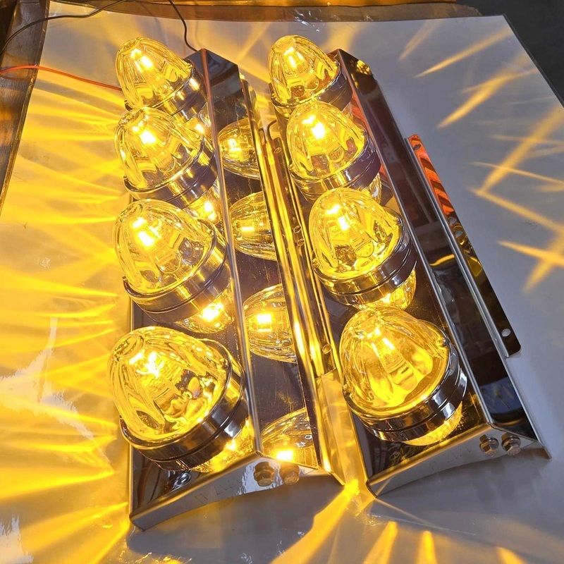 FRONT 589 PETERBILT (BLIND MOUNT) STYLE AIR CLEANER BRACKET W/ (4) WATERMELON (SOLD IN PAIRS)