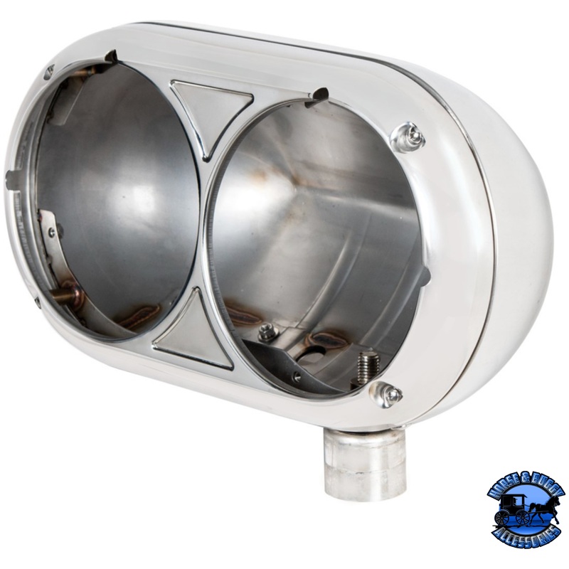 304 STAINLESS DUAL HEADLIGHT HOUSING FOR PETERBILT 359 #32179