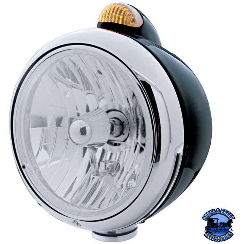 BLACK GUIDE 682-C HEADLIGHT CRYSTAL H4 & DUAL MODE LED SIGNAL #32416