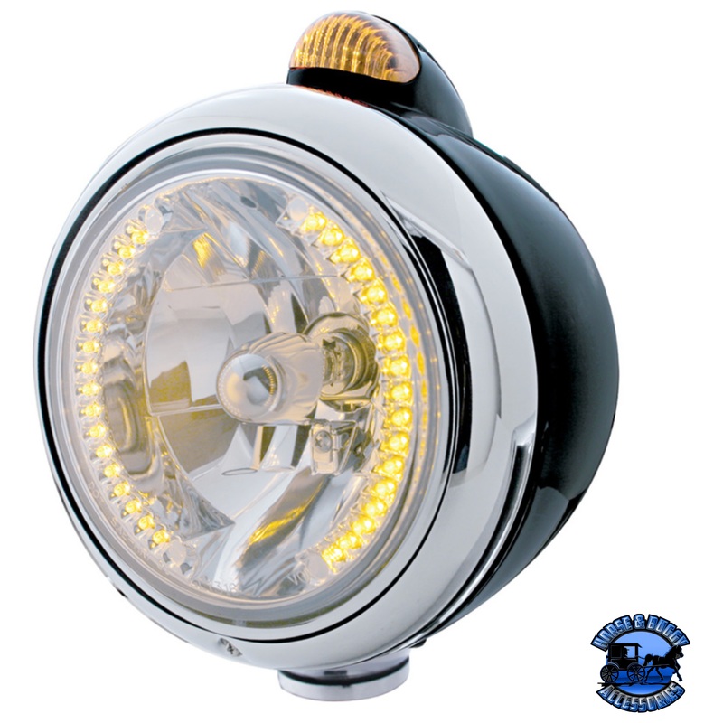 BLACK GUIDE 682-C HEADLIGHT H4 WITH AMBER LED & DUAL MODE LED SIGNAL (Choose Color)
