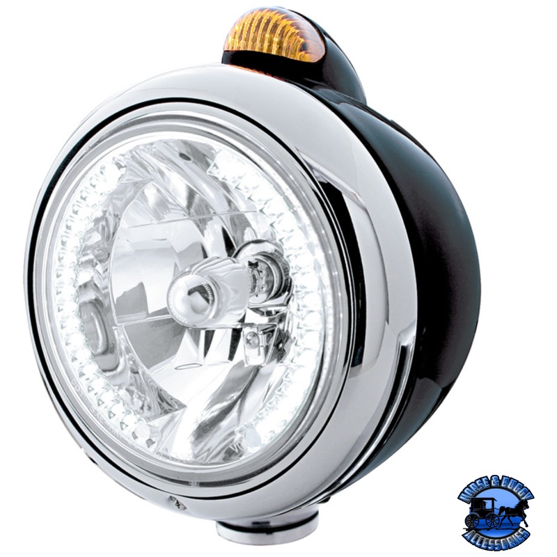 BLACK GUIDE 682-C HEADLIGHT H4 WITH WHITE LED & DUAL MODE LED SIGNAL (Choose Color)