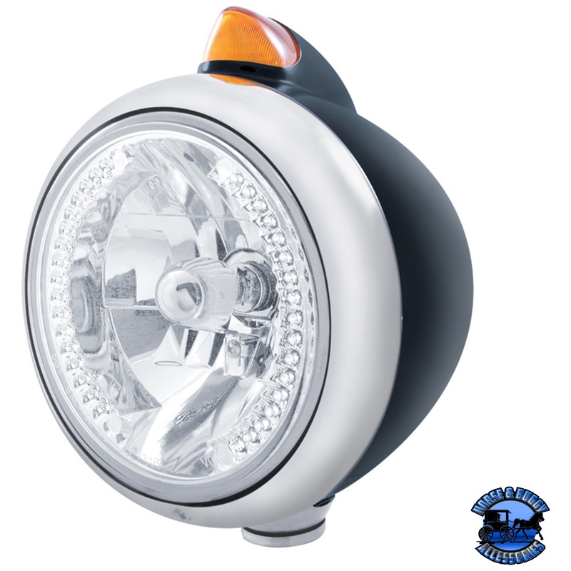 BLACK GUIDE 682-C HEADLIGHT H4 WITH WHITE LED & ORIGINAL STYLE LED SIGNAL (Choose Color)