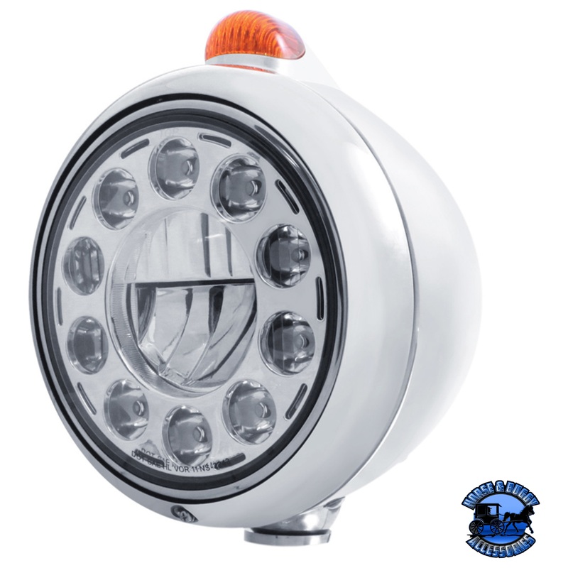 CHROME GUIDE 682-C HEADLIGHT 11 LED BULB & DUAL MODE LED SIGNAL (Choose Color)
